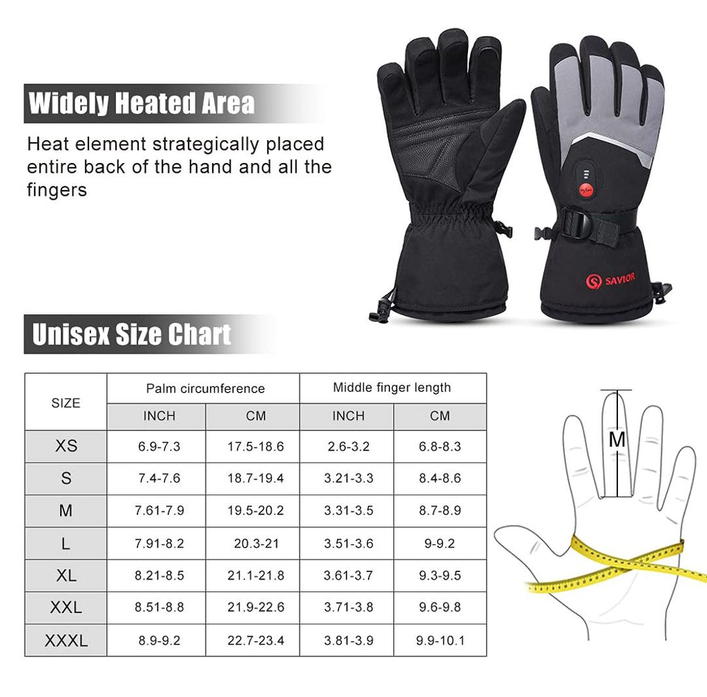 Beheizbare Winter- und Skihandschuhe, Unisex, Grau, XXL