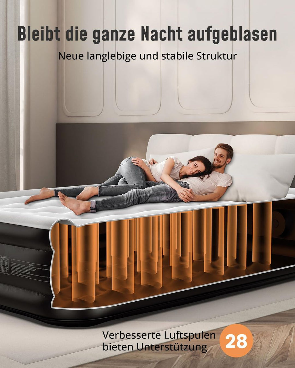 Luftmatratze mit integrierter Pumpe, selbstaufblasend