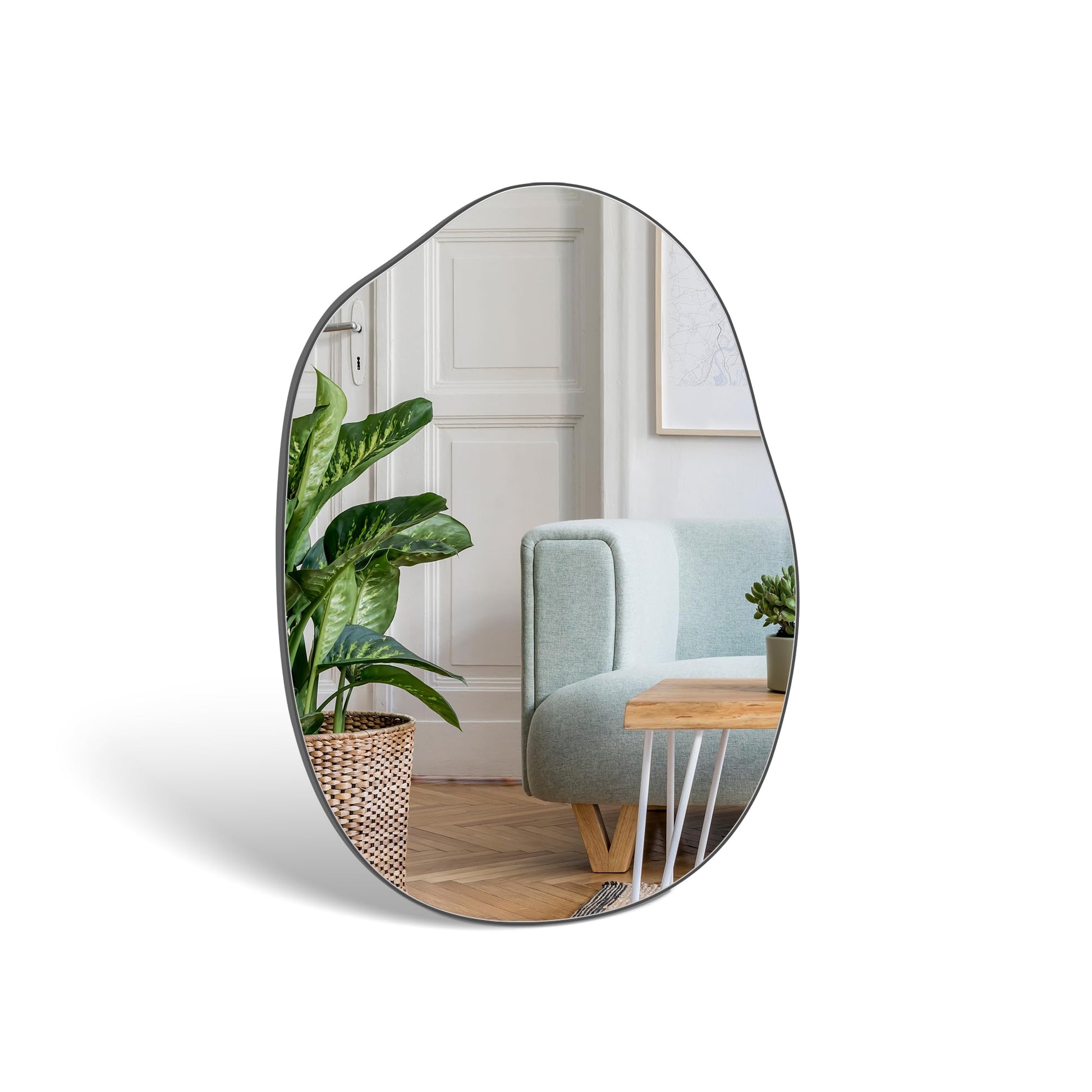 WOLIBEER Asymmetrischer Wandspiegel 60 x 80 cm,