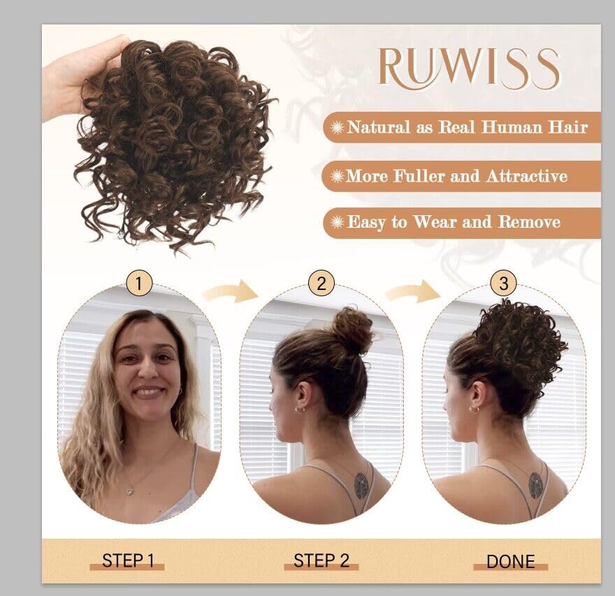 Messy Bun, kurze, lockige Pferdeschwanzverlängerung