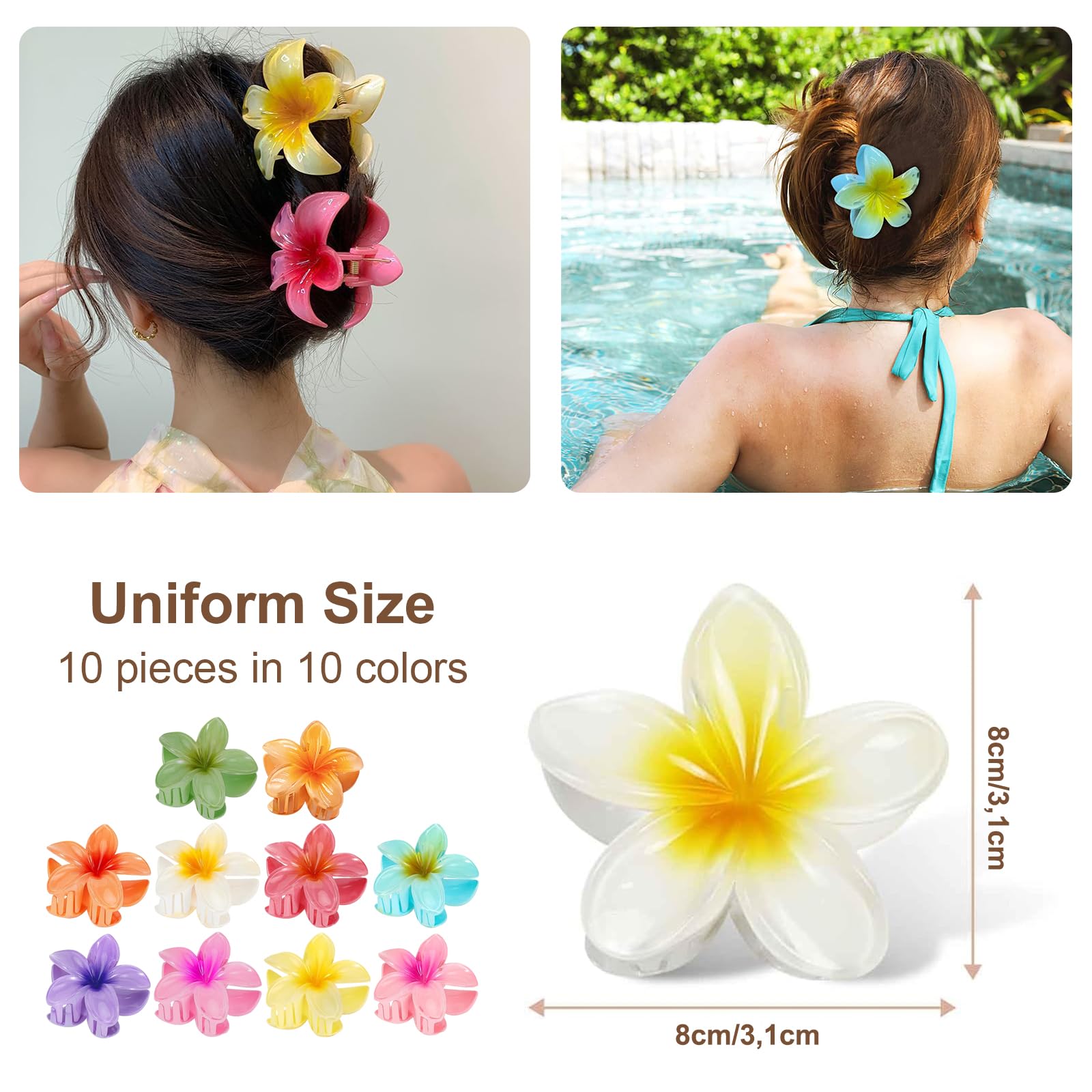 AUTOWNLUX 10-teilig Set große Blumenhaarnadeln