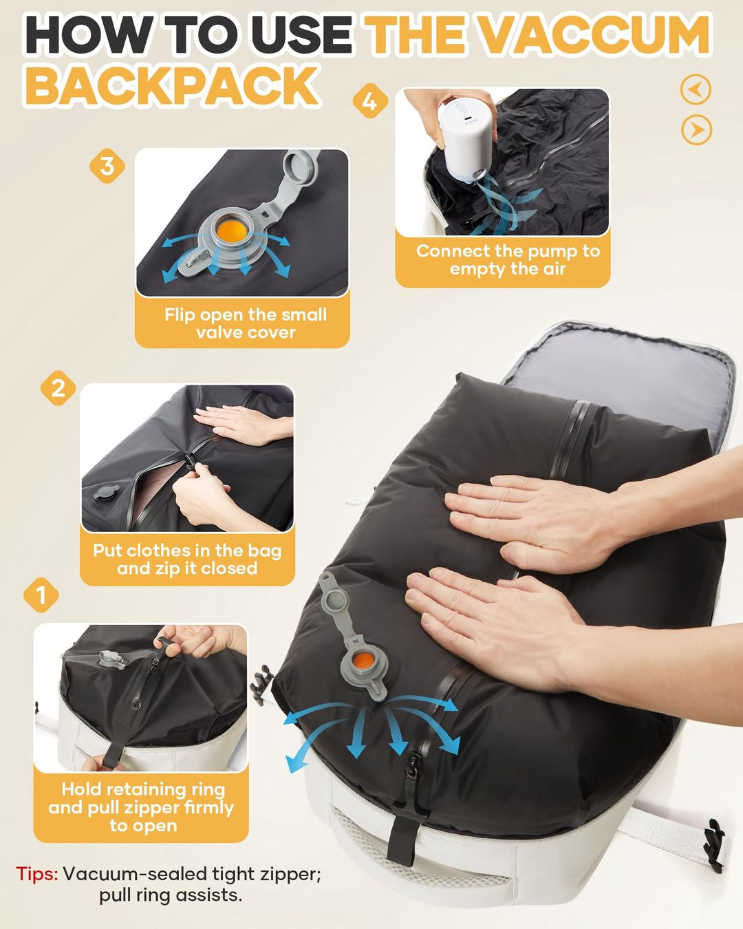 Vakuum Rucksack mit Pumpe