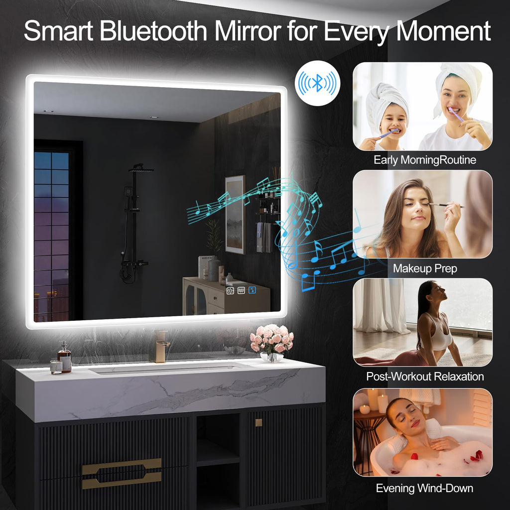 Badezimmerspiegel mit Beleuchtung 800 x 800 mm, Memory-Funktion