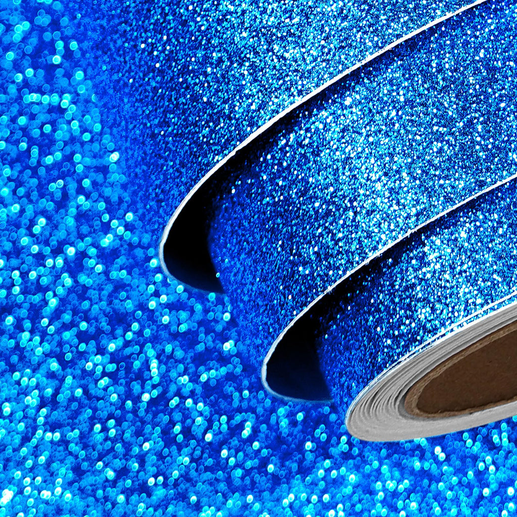 FunStick Glitzerfolie selbstklebend Dunkelblau – Vinyl Klebefolie 40 cm x 6 m