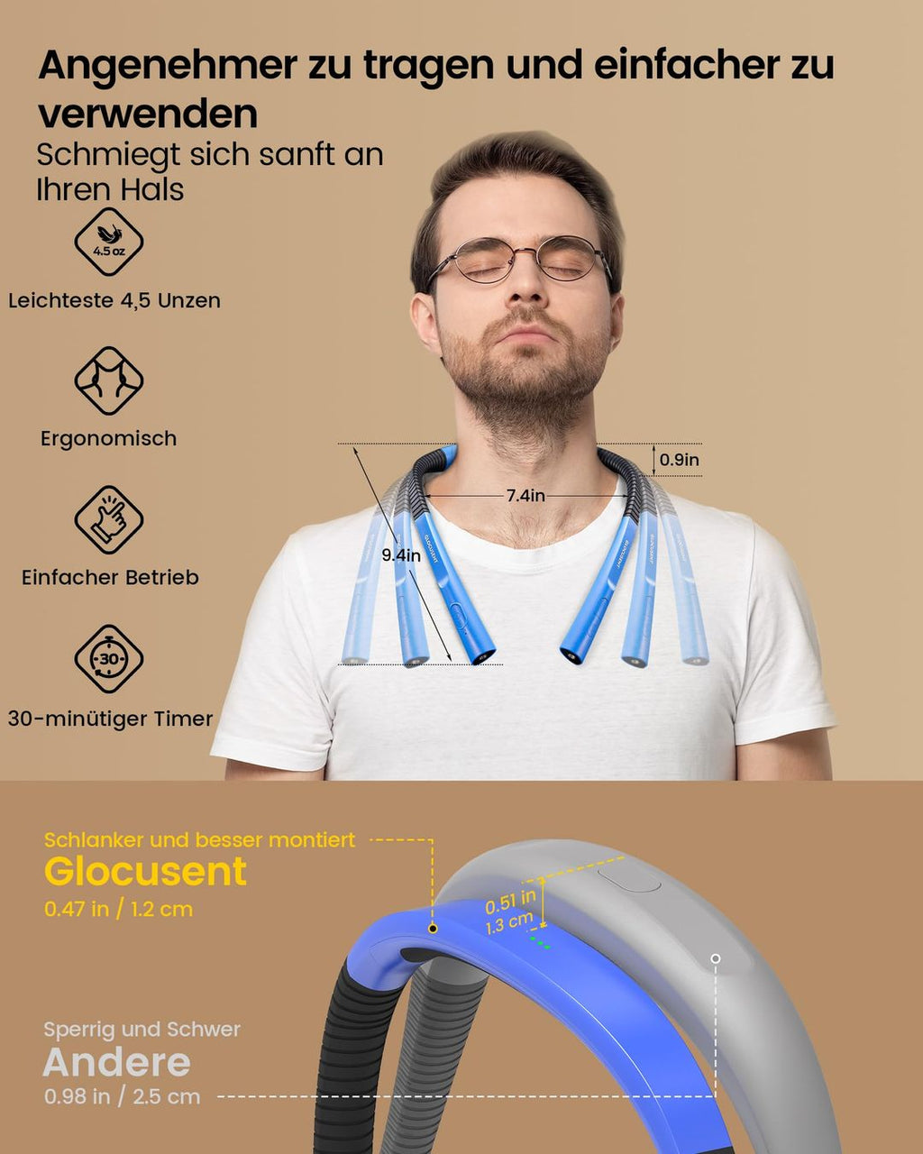 LED-Leselampe mit 3 Lichtfarben und 3 Helligkeitsstufen, Schwarz