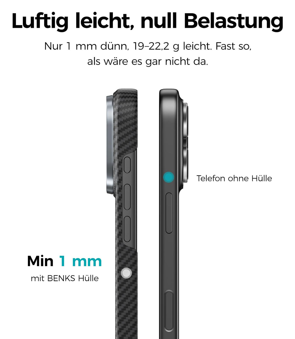 iPhone 17 Pro Max Hülle – Ultra-Leicht, MagSafe-kompatibel, Schwarz, 6,9 Zoll