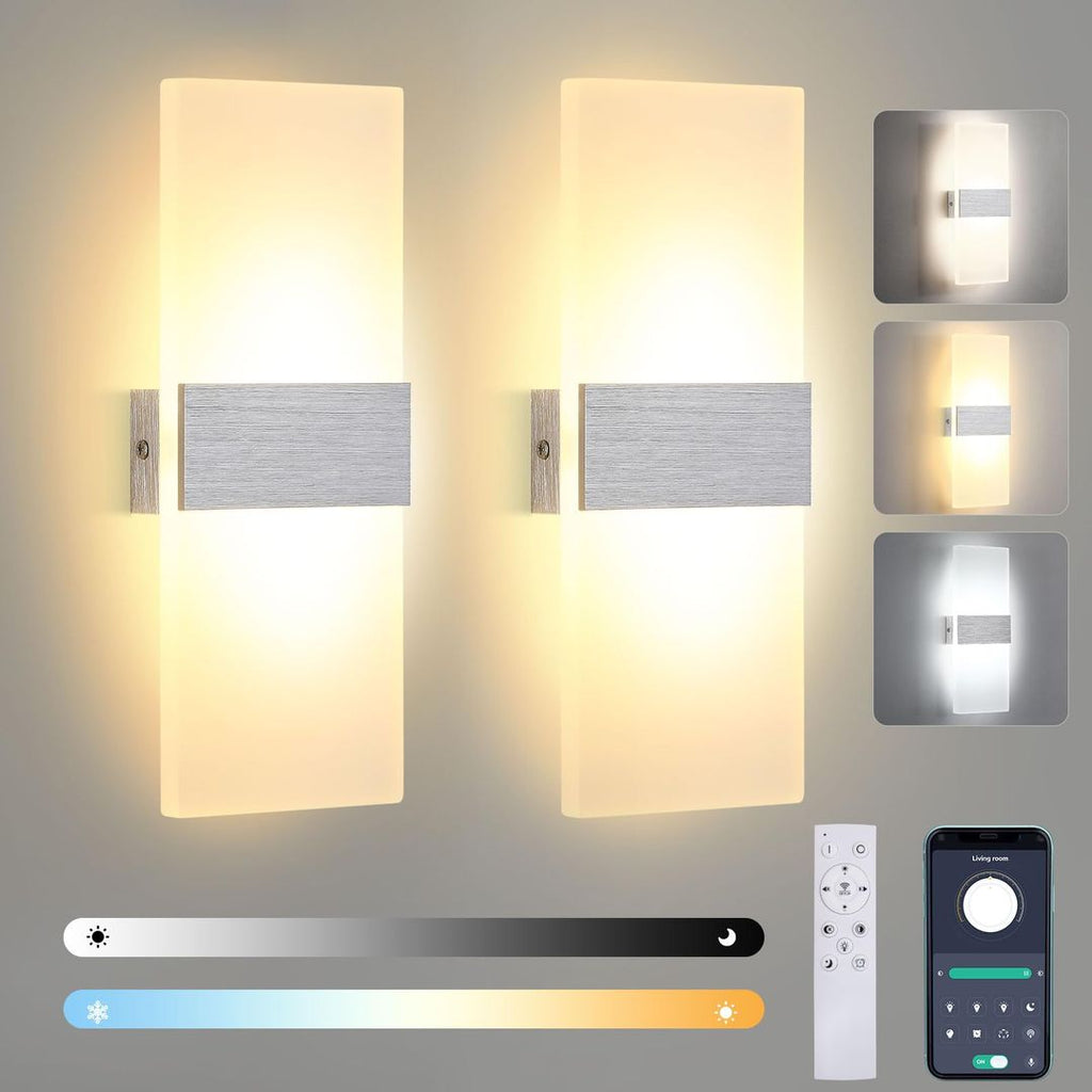 LED Wandleuchte 2er-Set 12W – Dimmbar, Fernbedienung