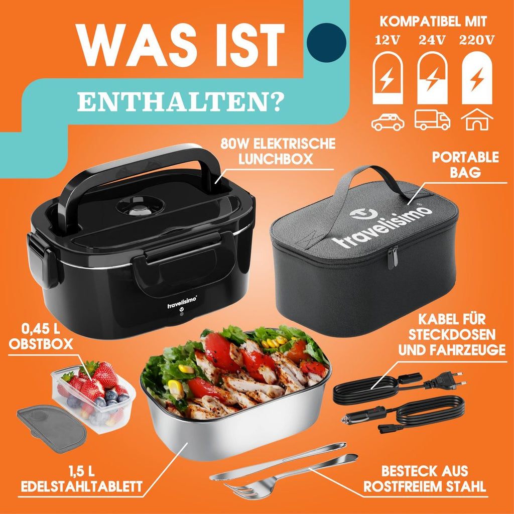 Elektrische Lunchbox 80W – 1,5L, 3-in-1 (12V/24V/220V)