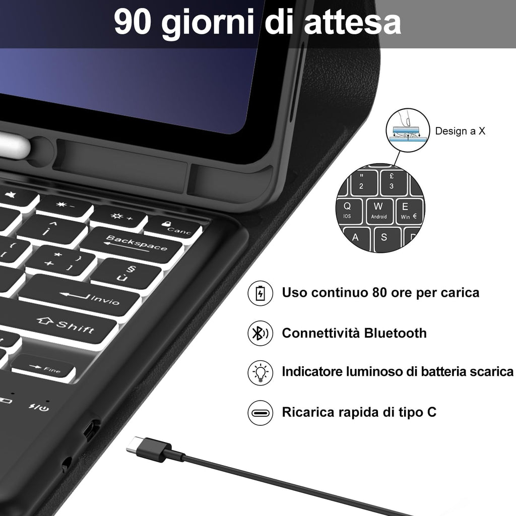 Bluetooth-Tastaturcover mit Touchpad für Samsung Galaxy Tab S10 Plus/S9 FE Plus/S9 Plus