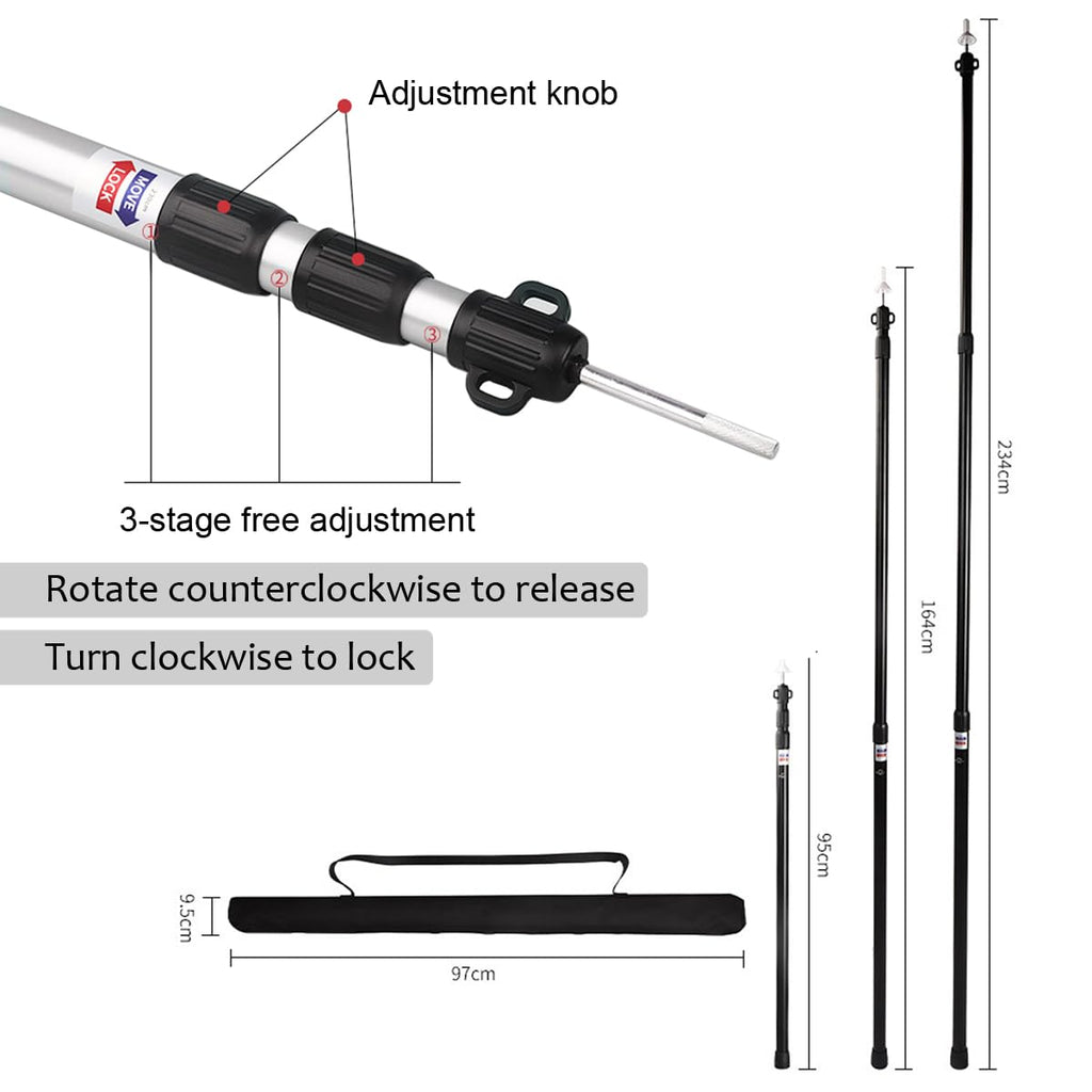 Телескопичен прът за палатки, пръти за тенти