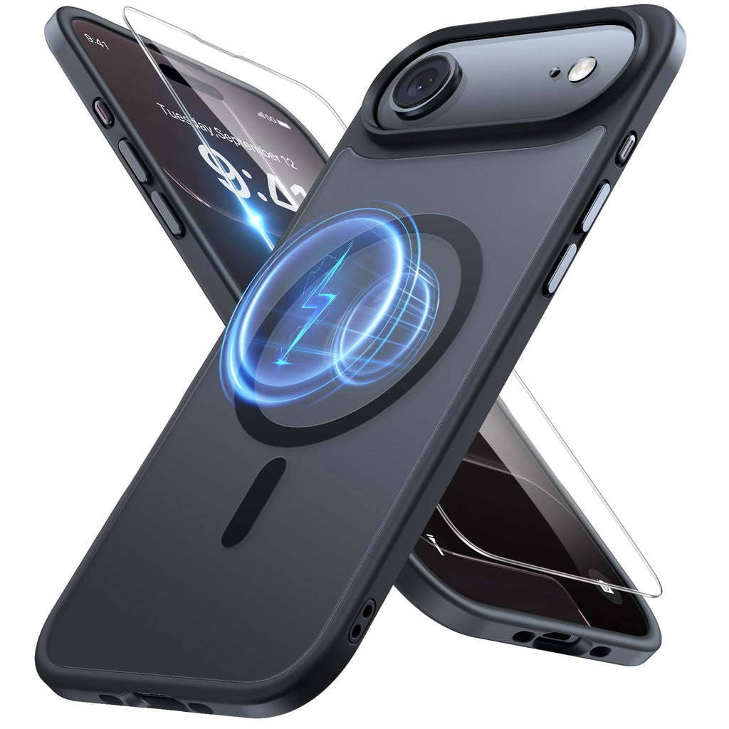 iPhone 17 Air Hülle – MagSafe, Militärstandard, Stossfest, Mattschwarz, 6,5 Zoll