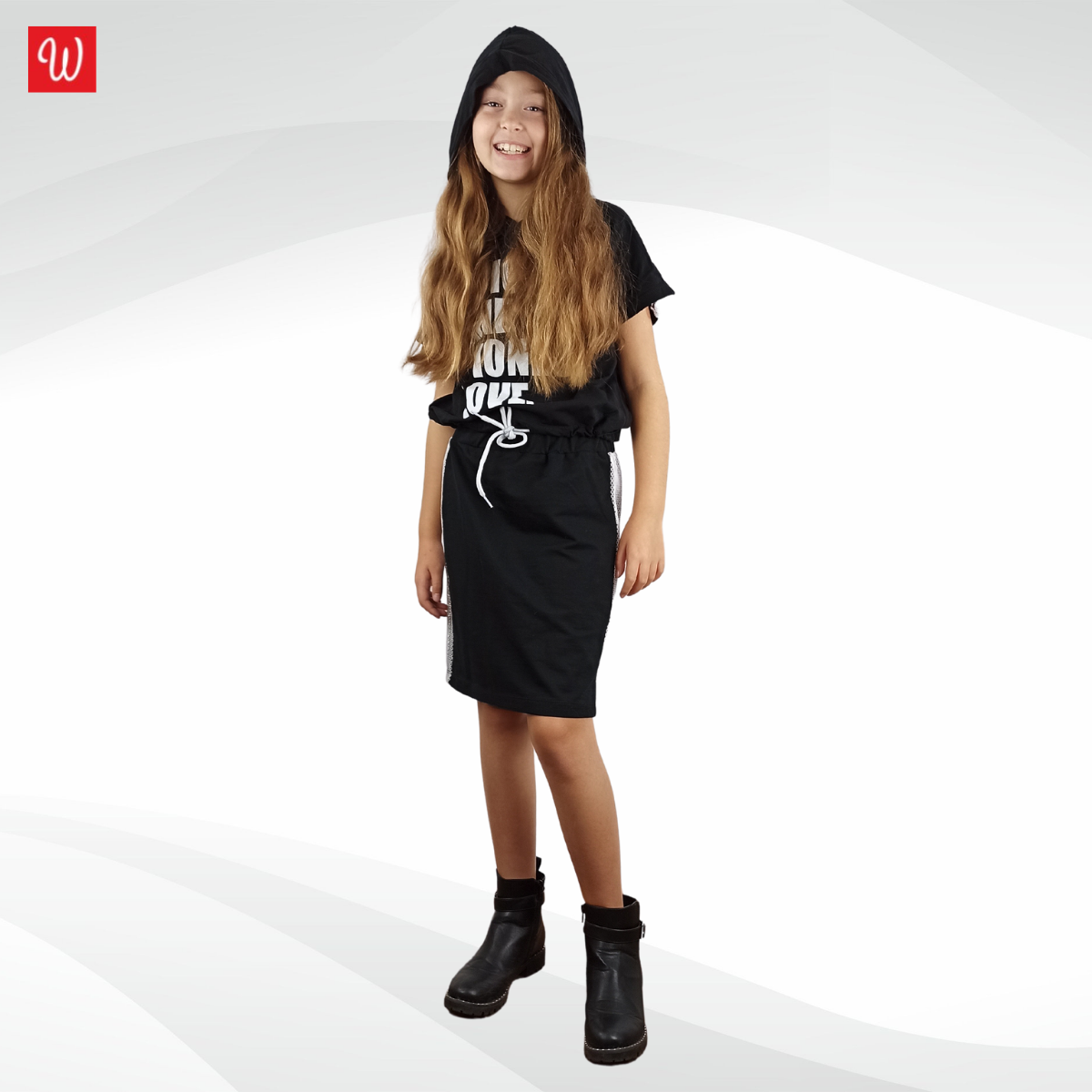 Mädchen 2-er-Set Rock mit T-Shirt "B&W", Große 128/176