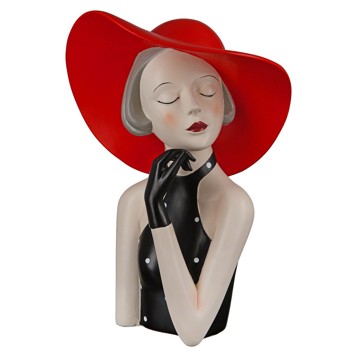 Poly Figur Lady mit rotem Hut