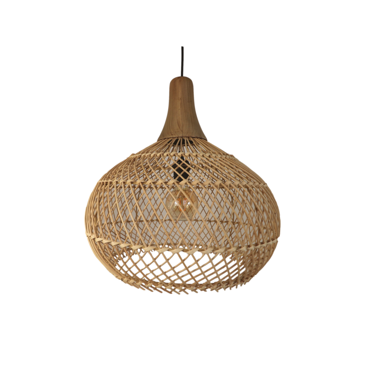 Hängelampe Rotan - 43x43x46 - Natur - Rotan/Teak