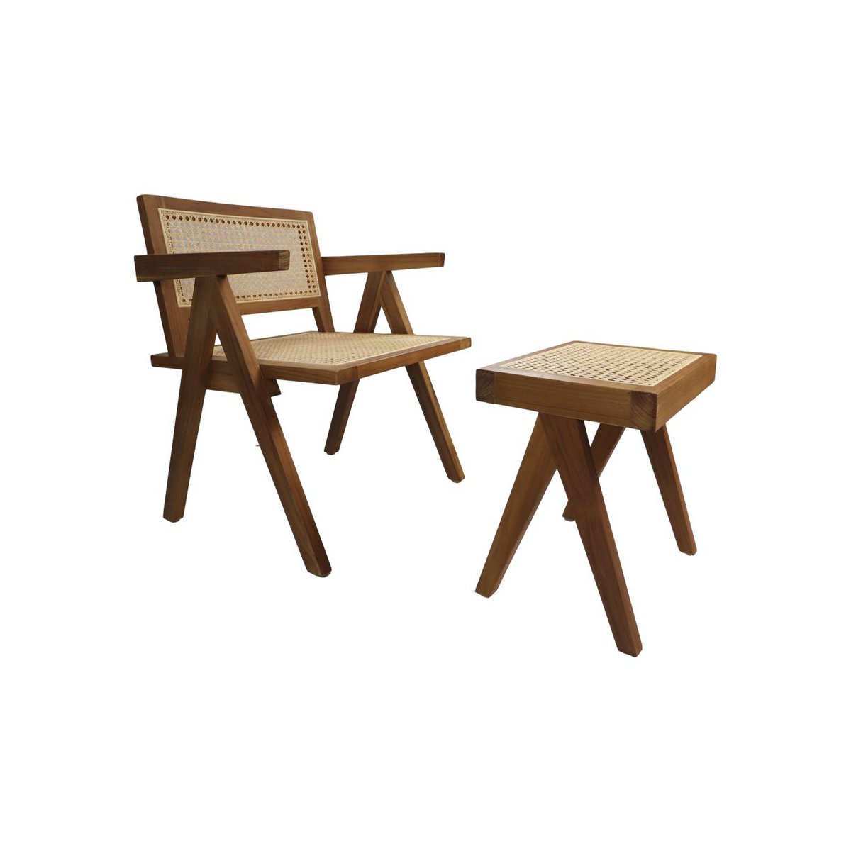 Fauteuil - 58x60x79 - Natur - Teak/Rotan