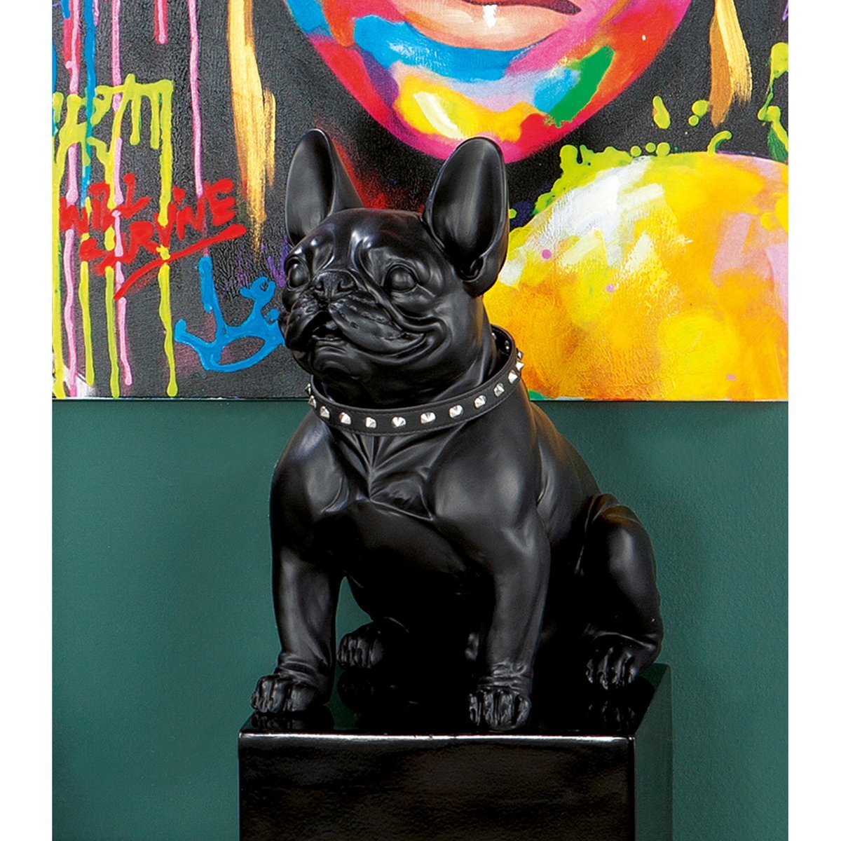 Poly Figur "Bulldog" schwarz matt H.42,5cm