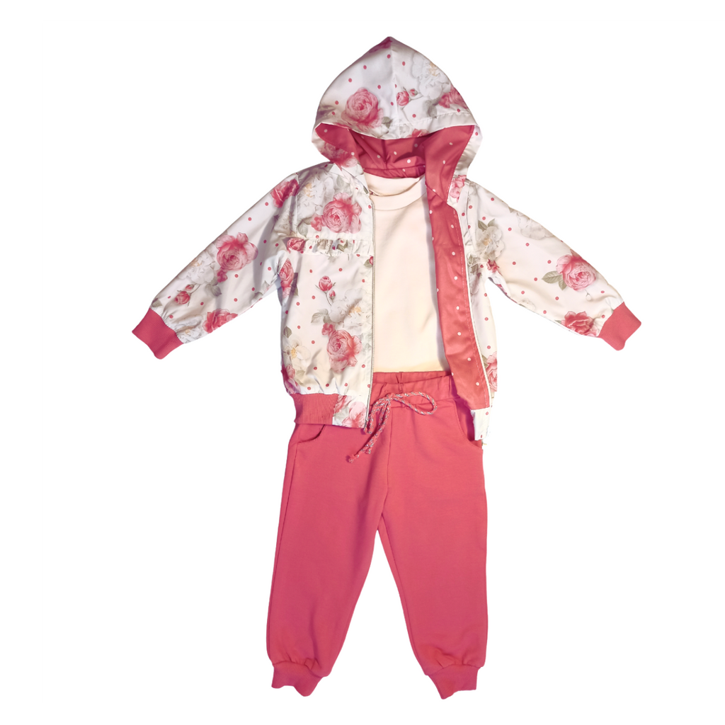 Mädchen 3-er Set mit Jacke " Pink", Große^92/110