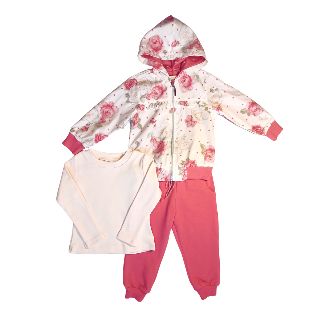 Mädchen 3-er Set mit Jacke " Pink", Große^92/110