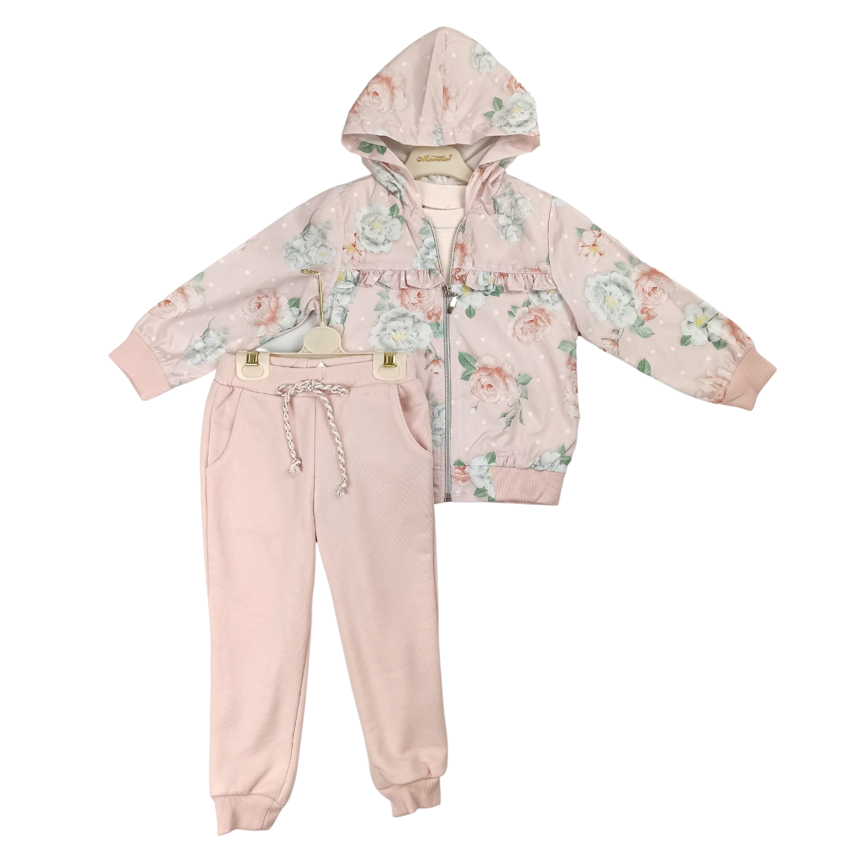 Mädchen 3-er Set mit Jacke " Rosa", Große 92/110