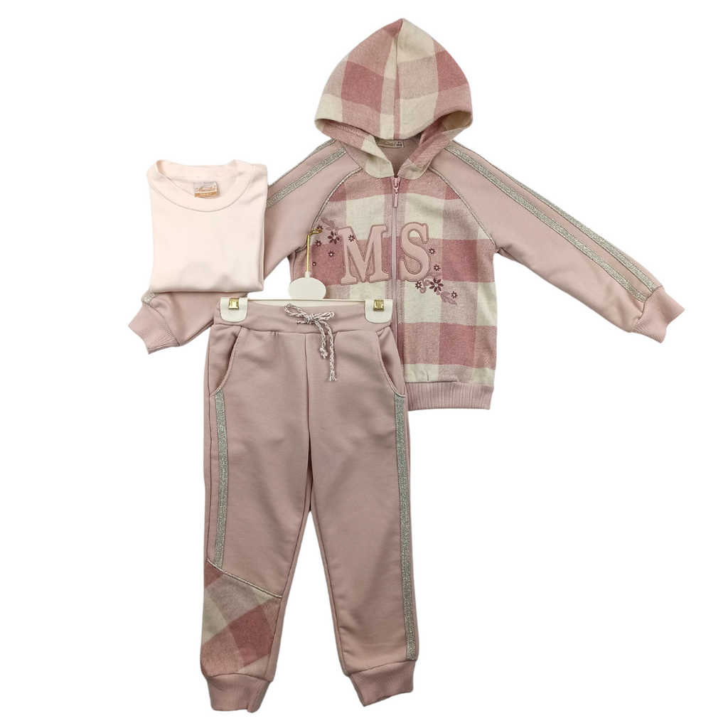Mädchen 3-er Set mit Sweatshirt " Rosa", Große 104/122