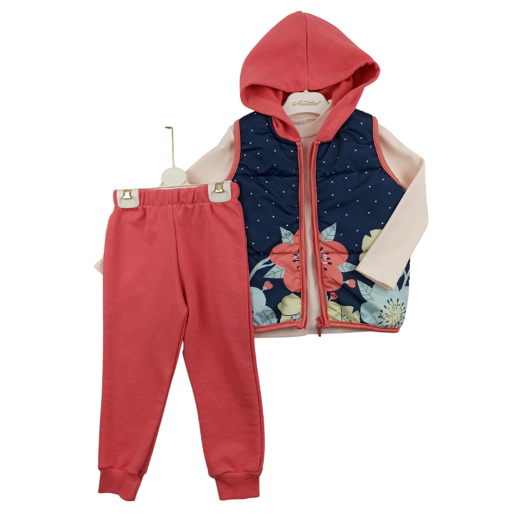 Mädchen 3-er Sportset mit Weste "Garden", Große 92/110