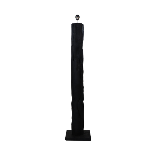 Stehlampe schwarz rund - 30x30x145 - Teak - Schwarz