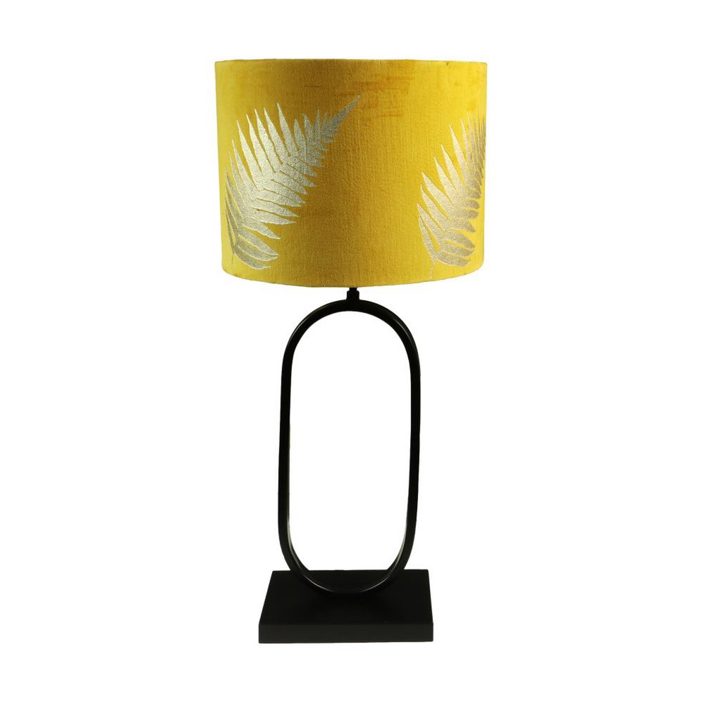 Round Lamp shade with print - 32x32x24 - MustardYellow/Gold - Velvet