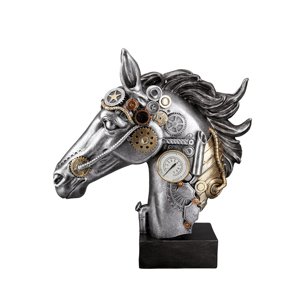 Poly Skulptur "Steampunk Horse"