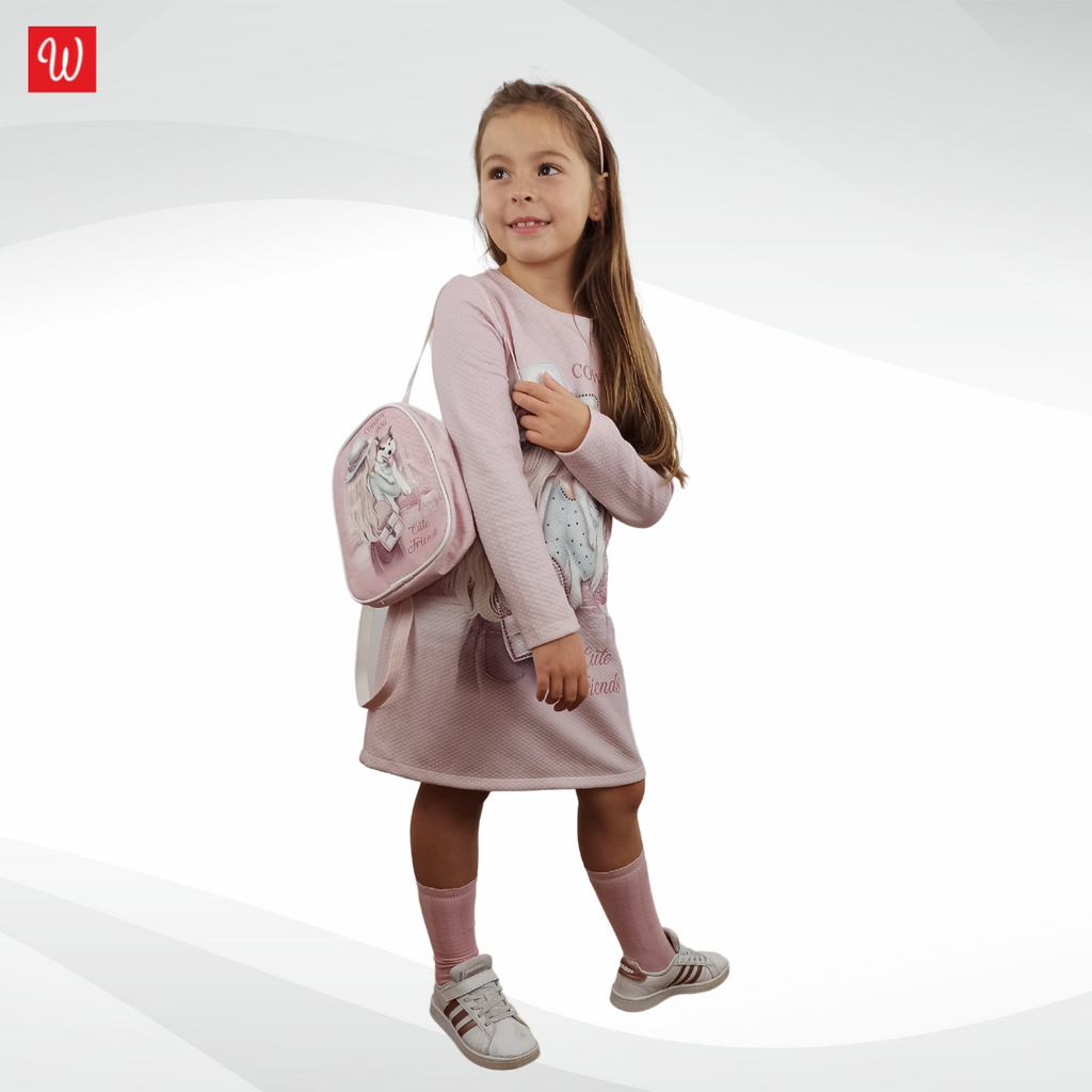 Mädchen Kleid mit Ranzen, "Cowboy" Große 116/134