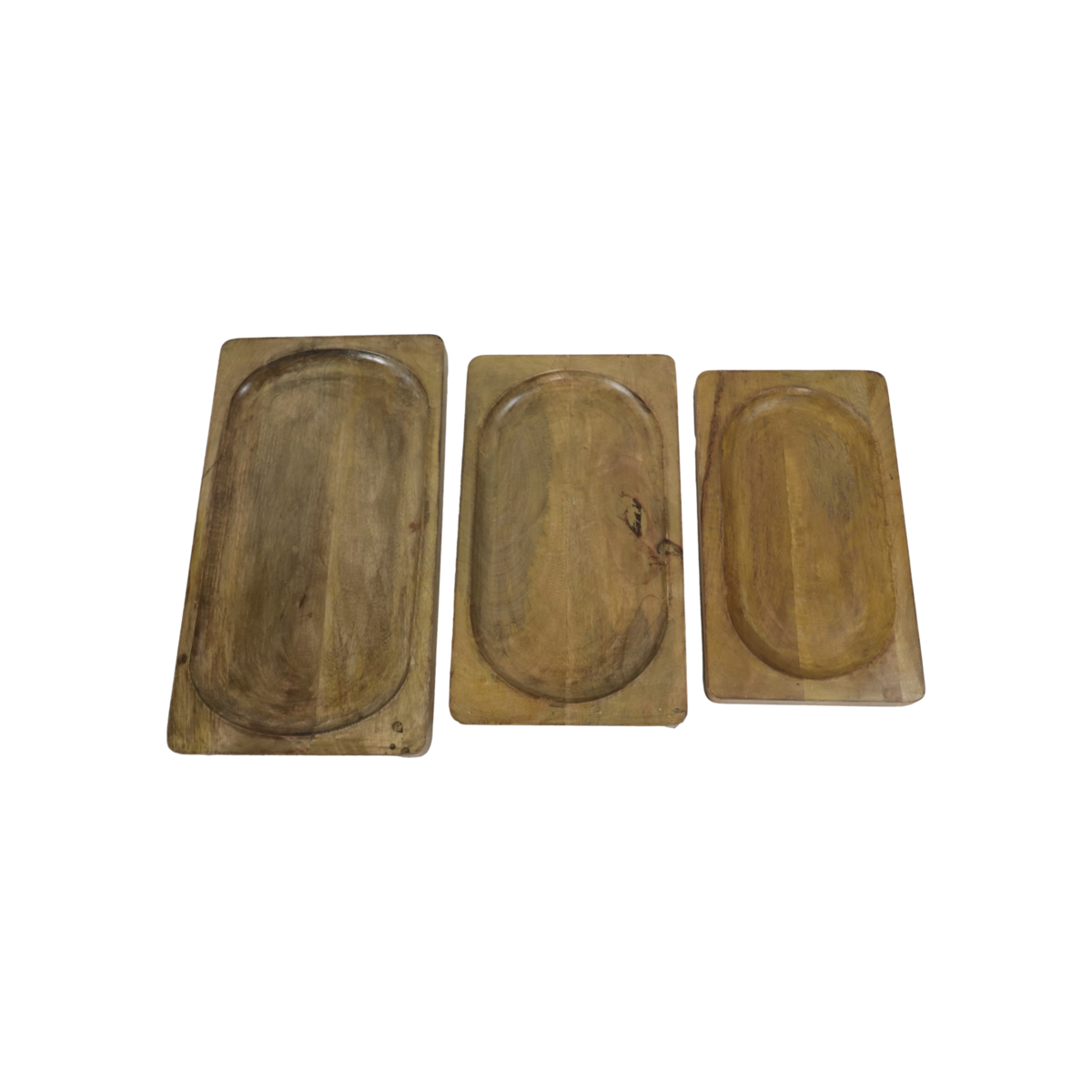 Dekorative Tabletts - 46x26x3 - Natur - Mangoholz - 3er-Set