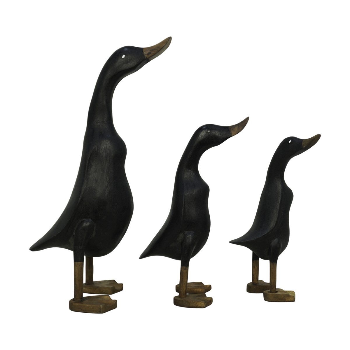 3-teiliges Entenfiguren-Set - schwarz - Bambus