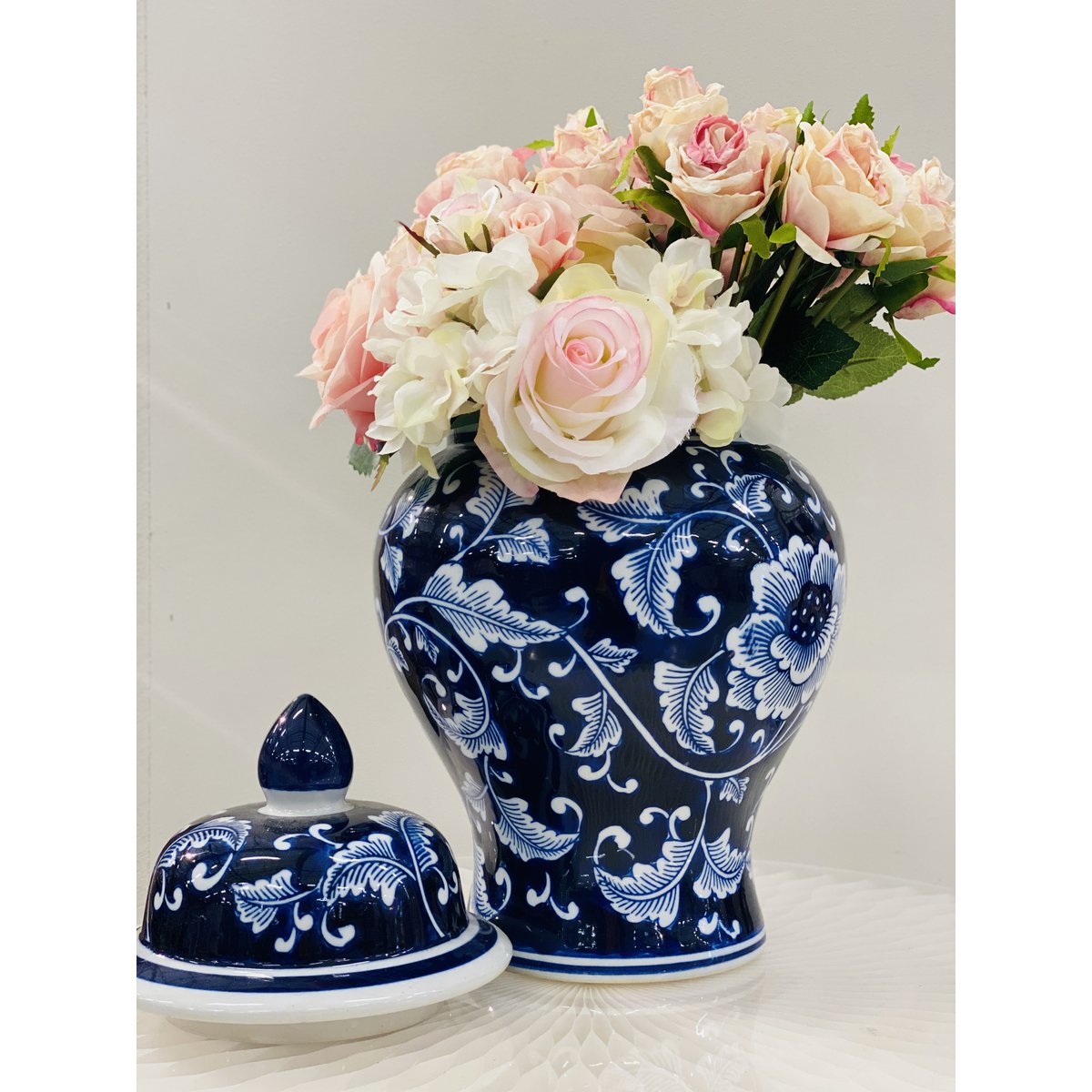 GROßE Größe - Blaue und weiße ZH01 Porzellan-Blumenvase (für die Küche zu Hause)