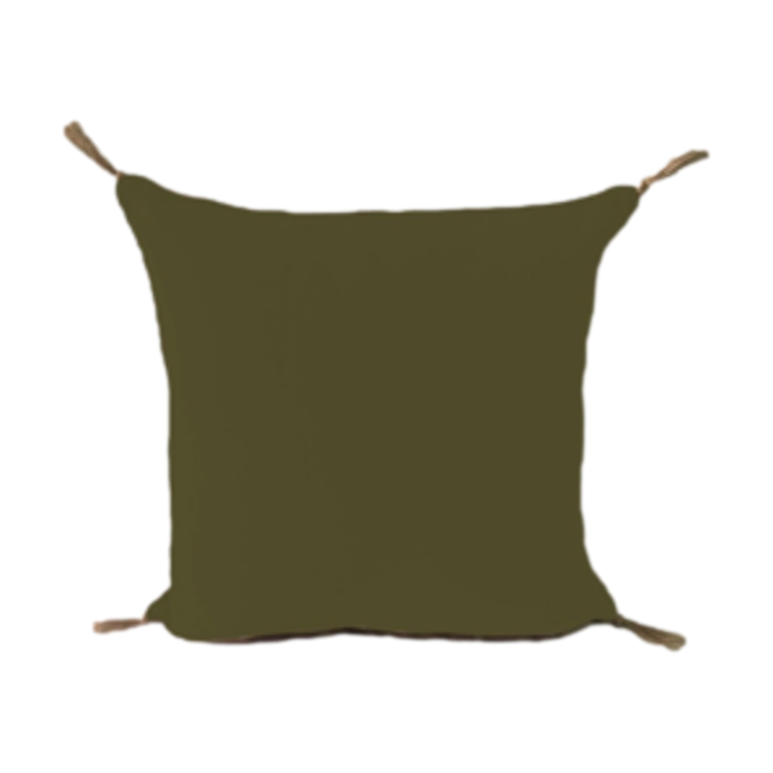 Cushion with tassels - 45x45 - Olivegreen/Gold - Velvet
