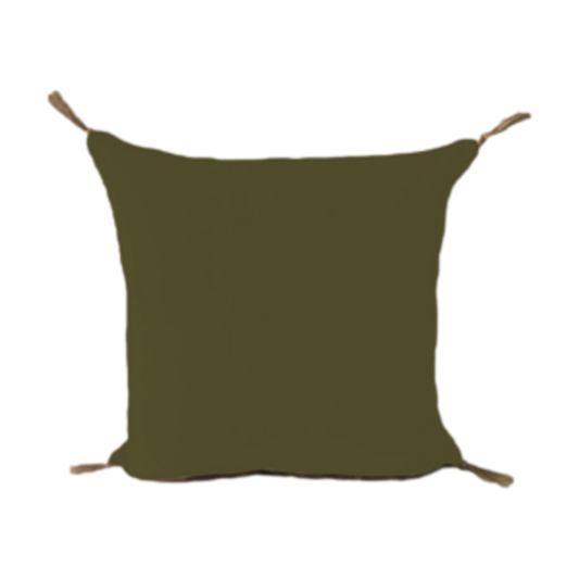 Cushion with tassels - 45x45 - Olivegreen/Gold - Velvet