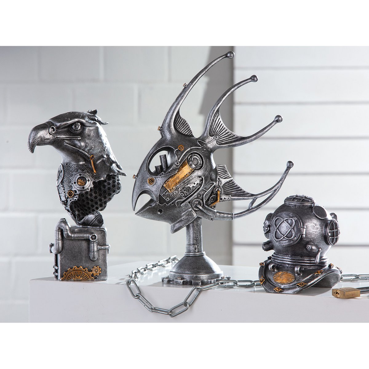 Poly Skulptur"Steampunk Fish"