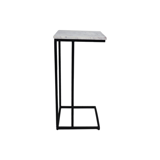 Side Table Read - 32x32x65 - White/Black - Marble/metal